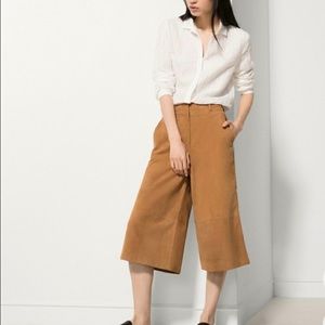 High Waisted Suede Leather Culottes